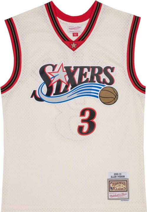 Actual product image Mitchell & Ness NBA Philadelphia 76ers Allen Iverson Off White Team Colour Swingman Jersey Mens (XXL)