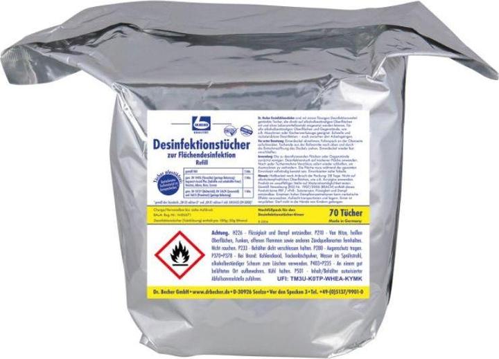Produktbild Becher Dr. 1455000 Desinfektionstücher 2 x 70 Tücher Refill Tuchformat 290 x 300 mm, mit Abreissper (2 x)