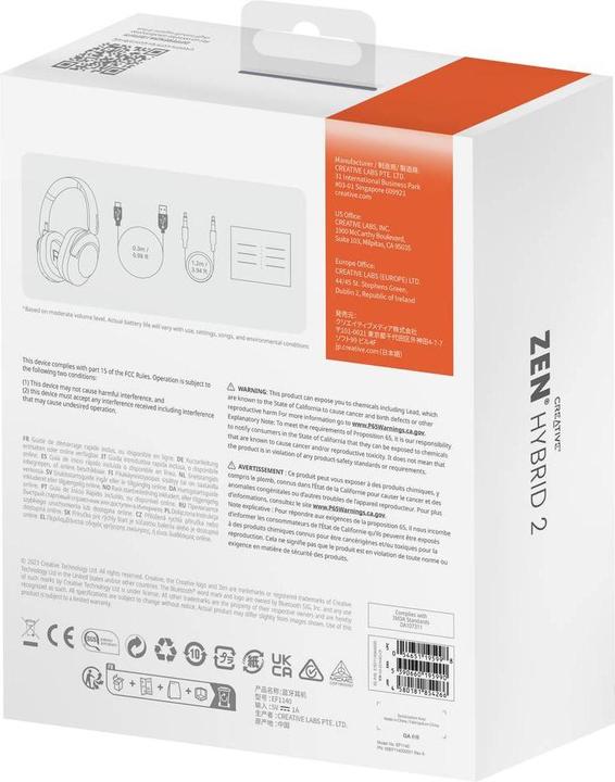 Produktbild Creative Zen Hybrid 2 (wei?, Bluetooth, USB-C, ANC) (ANC, 67 h, Kabellos)