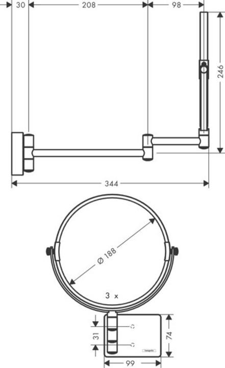 Actual product image hansgrohe AddStoris Cosmetic Mirror, without lighting, chrome