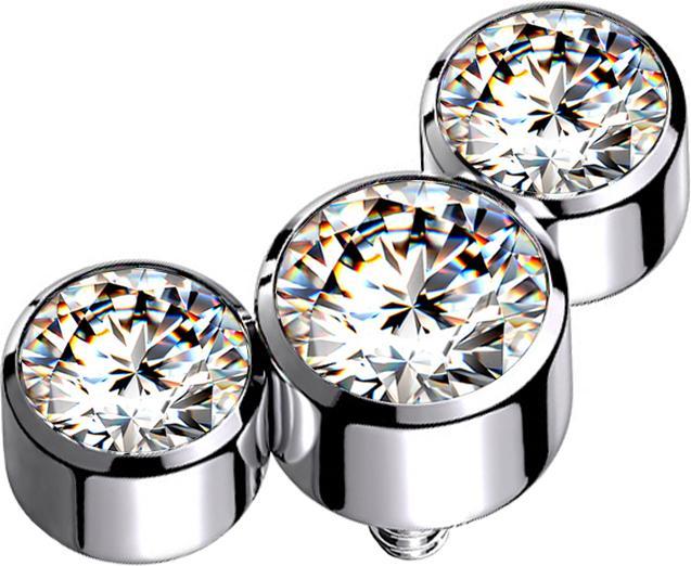 Produktbild Star Piercing Dermal Anchor silber drei Kristalle silber (Titan G23, ohne Messing)