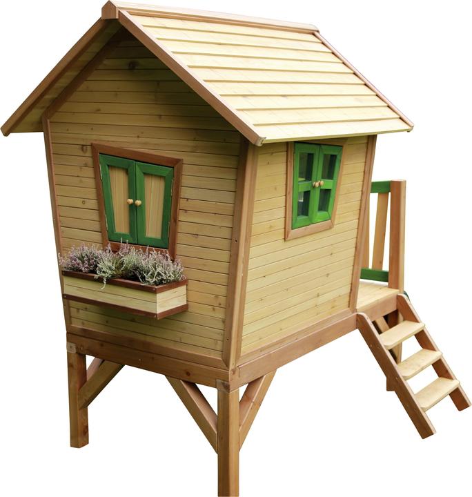 Produktbild Axi Robin Speelhuis in Bruin/Groen - Met Verdieping en Witte Glijbaan - Speelhuisje voor de tuin / buite