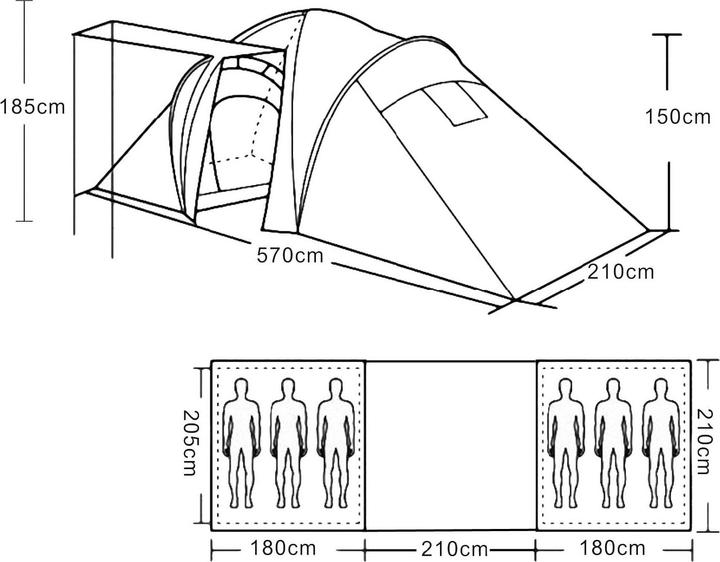 Image du produit JOHN316 Campingzelt (Tente igloo, 7.70 kg, 6 personnes)
