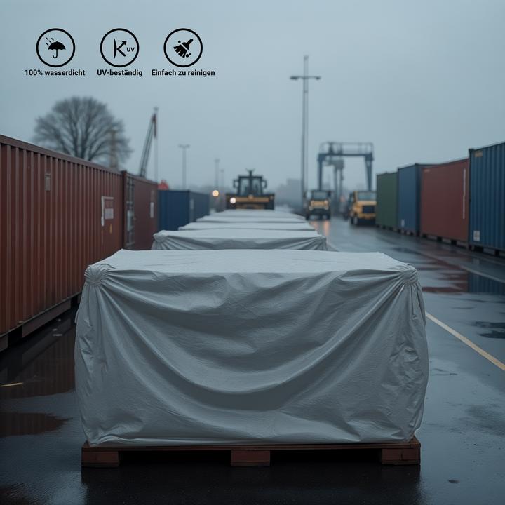 Produktbild Wiltec Abdeckplane wetterfest grau 3x4m Polyester Plane Ösen 650g/m² Gartenplane (3 x 4 m)