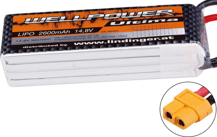 Produktbild Wellpower Lipo Akku Ultima 2600 mAh / 14,8 Volt 4S 35/70C CH5/8 XT-60 (14.80 V, 2600 mAh)