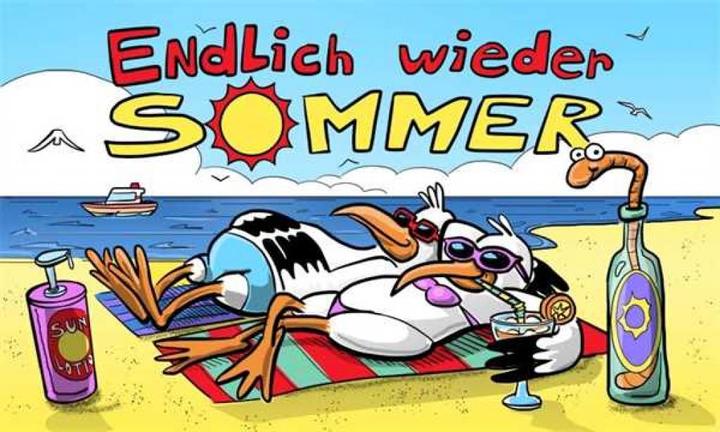 Produktbild trends4cents Flagge ENDLICH WIEDER SOMMER 90 x 150 cm mit 2 Messingösen