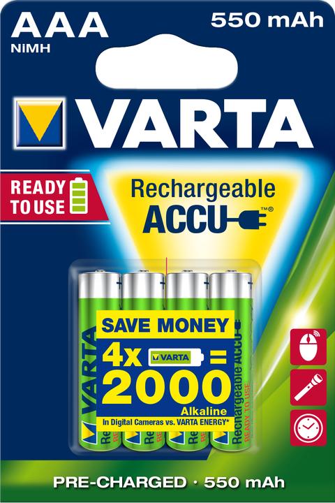 Varta Micro (AAA) battery NiMH Ready2Us (4 pcs., AAA, 550 mAh)