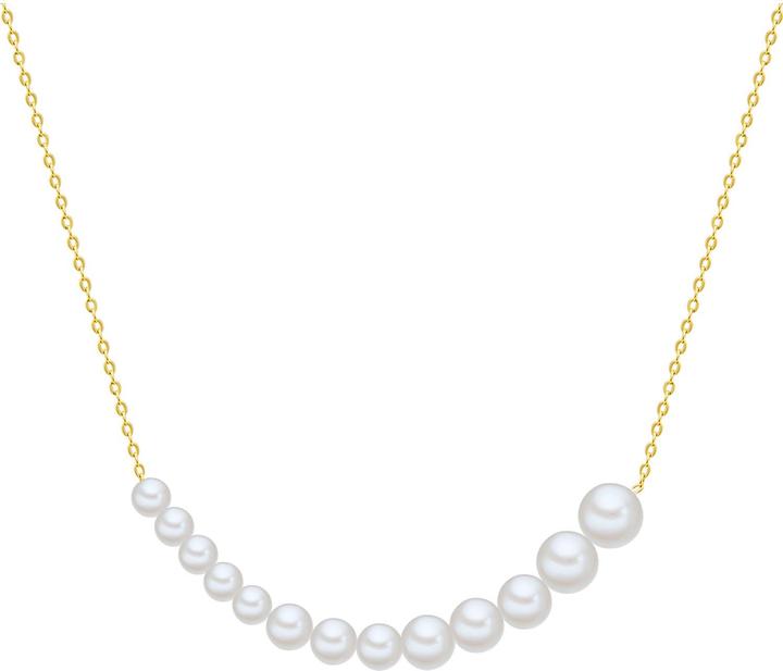 Immagine prodotto Valero Pearls Donna Argento 925 Perle d'acqua dolce coltivate Oro giallo 40,0 cm Catena base + 7,0 cm Estensione (Argento, 40 - 47 cm)