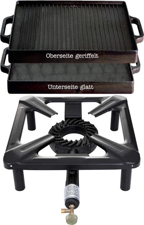 Produktbild All'Grill Hockerkocher-Set (klein) mit Gusseisengrillplatte 32 x 32 cm - ohne Zündsicherung