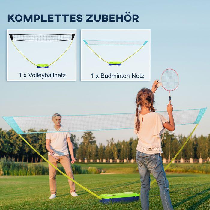Actual product image Swisshandel24 Badminton net set Volleyball net set, 3-piece set, 400cmx22.4cmx155cm, black + blue + green