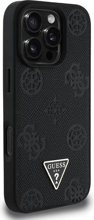 Actual product image Guess Case Grained Hot Stamp Peony Triangle Logo MagSafe for iPhone 16 Pro black (Apple iPhone 16 Pro)