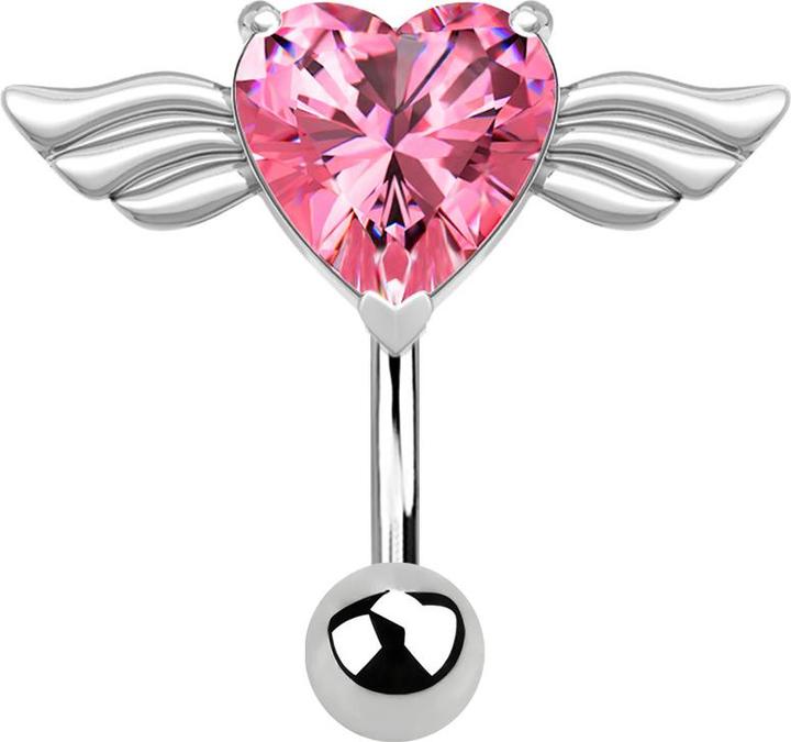 Immagine prodotto Star Piercing Angelo in argento con cuore in cristallo rosa (Acciaio chirurgico 316L, senza ottone)
