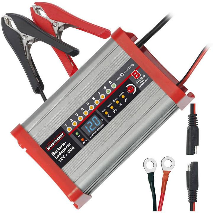 Image du produit Dino Chargeur automatique Chargeur de batterie entièrement automatique avec fonction de camping (12V, 20 A)