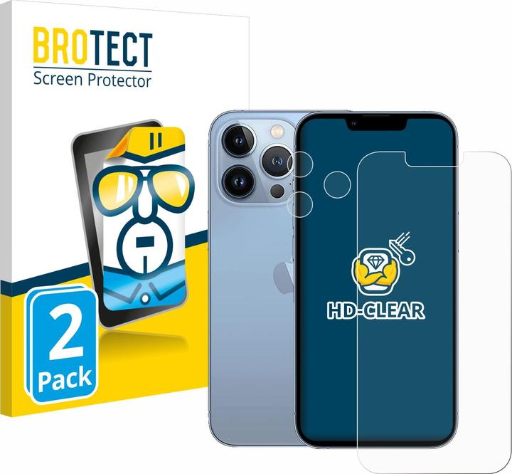 BROTECT Schutzfolie Displayschutz Klar (2 Stück, Apple iPhone 13 Pro)
