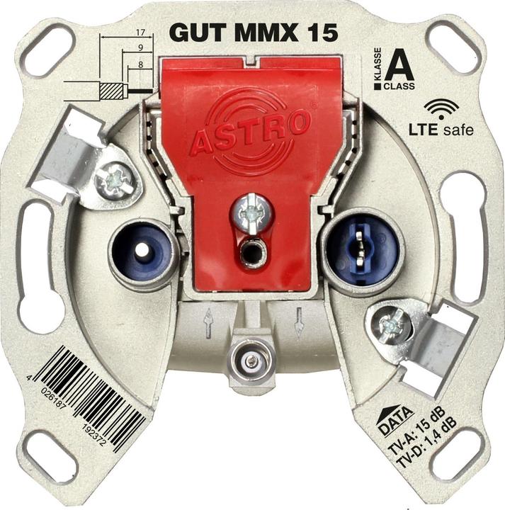 Produktbild Astro BK-Modem-Durchgangsdose 15dB 5-1218 MHz GUT MMX 15 (Antennendose)