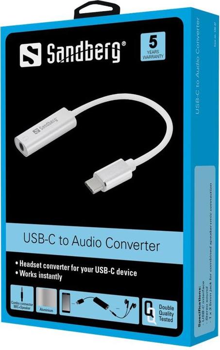 Actual product image Sandberg Adapter USB-C to jack plug (USB-C, 140 cm)