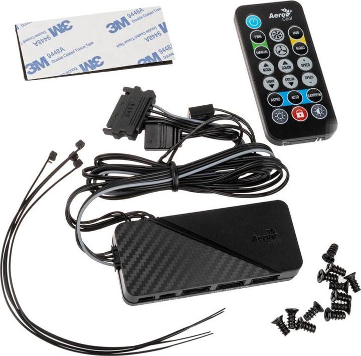 Produktbild AeroCool DUO12PRO Kit 3xLüfter 12cm ARGB LED Dual Ring Antivibration 6 Pins Schwarz (120 mm, 3 x)