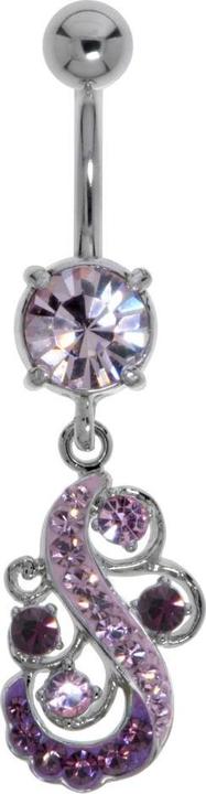 Actual product image Bijouteria Bellypiercing (Brass rhodium plated, Zirconia, Surgical steel 316L, Crystal)