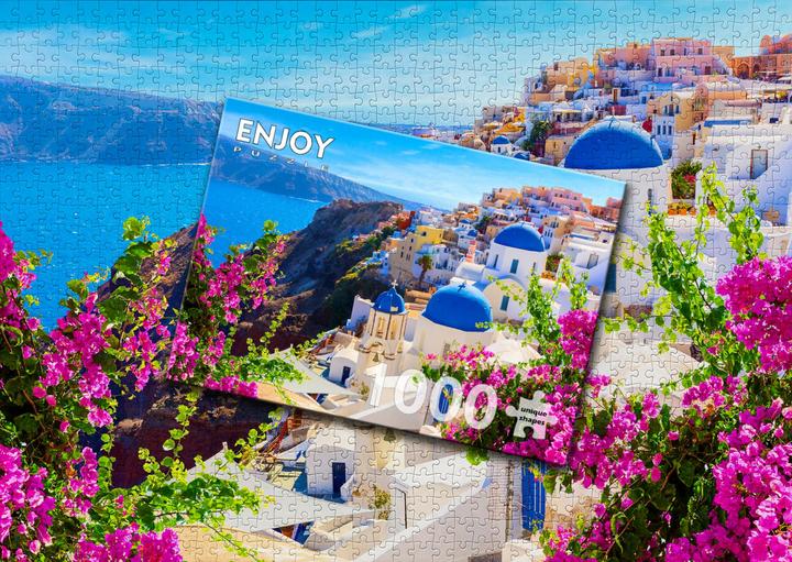 Produktbild Enjoy Puzzle ENJOY-1083 - Blick auf Santorin mit Blumen, Griechenland, Puzzle, 1000 Teile (1000 Teile)