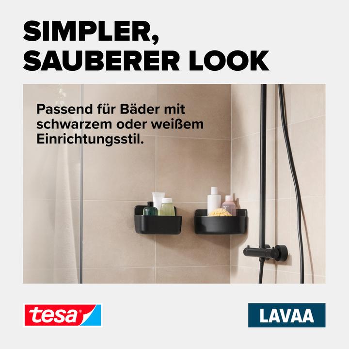 Produktbild tesa LAVAA Eck-Duschkorb, klein inkl. Klebelösung ohne Bohren
