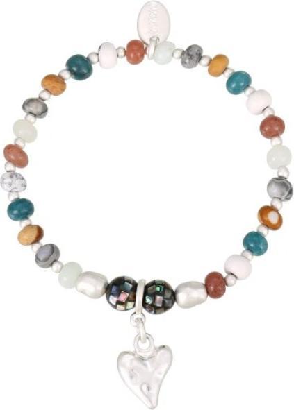 Andreani Armband aus echten verschiedenen Steinen mit Herzanhänger von (19 cm)