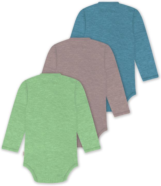 Actual product image Normani Set of 3 baby body wrap long sleeve toddler bodysuit made from merino wool - 9357 (50)