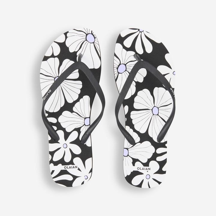 Actual product image Olaian Thong sandals ladies 120 purple black/white (35)
