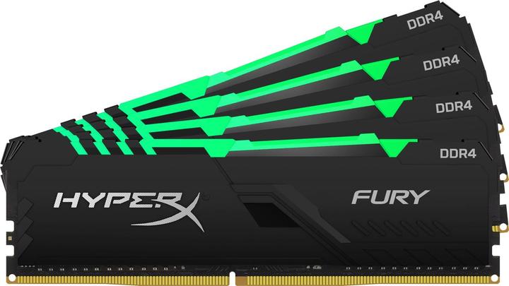 Image du produit Kingston Mémoire DDR4, CL16, DIMM, Kit de 4, HyperX FURY RGB (4 x 32GB, 2666 MHz, RAM DDR4, DIMM)