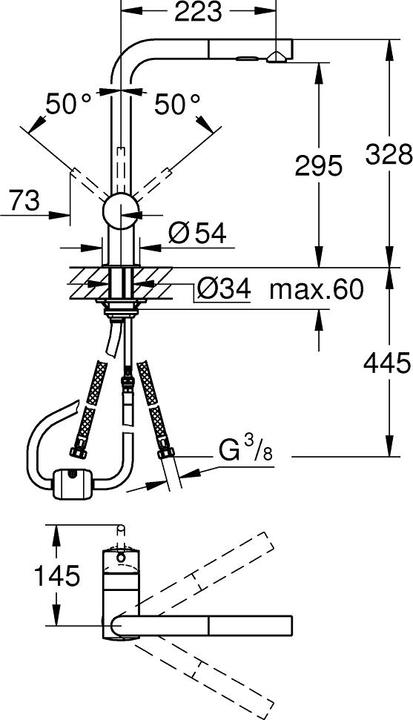 Actual product image Grohe Küchenarmatur mit Handbrause Minta supersteel matt 30274