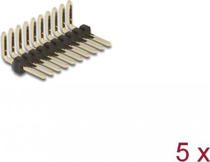 Produktbild Delock Stiftleiste 10 Pin, Rastermass 1,27 mm, 1-reihig, gewinkelt, 5 Stück