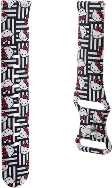 Produktbild Hello Kitty Pasek Uniwersalny HKUWMSDIESK Silicone Heads & Stripes czarny/black strap 20mm (20 mm, Silikon, Edelstahl)