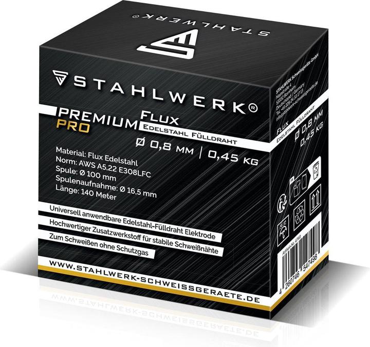 Produktbild Stahlwerk Fülldraht FLUX Edelstahl E308LFC 0,8 mm 0,45 kg Drahtrolle Drahtspule