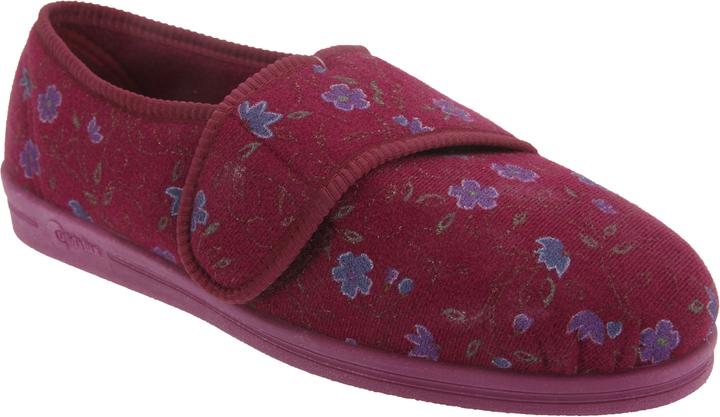 Produktbild Comfylux Sally Hausschuhe Pantoffeln Mit Blumenmuster Und Klettverschluss Besonders Weite Passform (41)