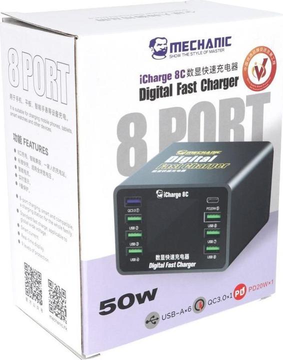 Produktbild Kaku Consumables! Mechanic MECHANIC iCharge 8C 8-Port DC Power Supply PD QC3.0 (50 W)