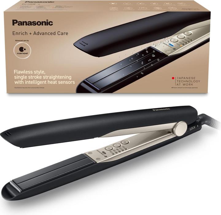 Actual product image Panasonic Hair straightening tongs EH-HS0E-K825 Nanoe Number of temperature settings 5, Ionic function, Temper (Straightening iron)