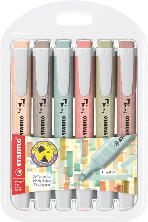 Produktbild STABILO Textmarker (Schlammgrün, Sienna, Beige, Erdgrün, Umbra, warmes grau, 4 mm, 6 x)
