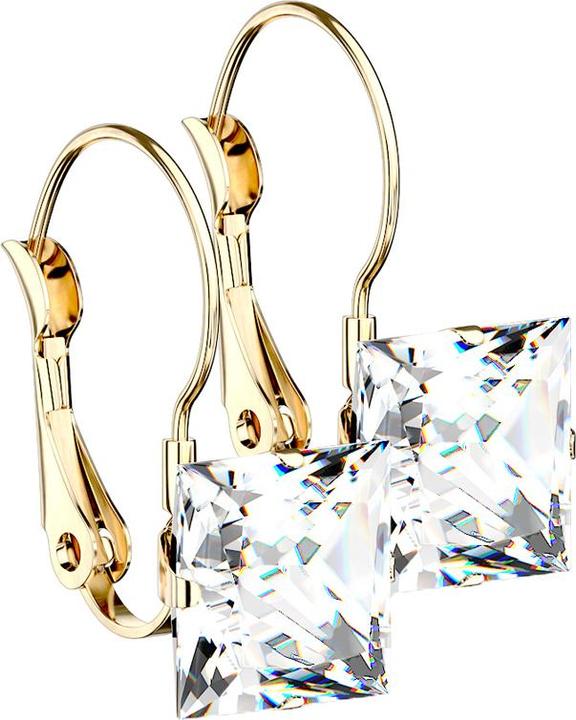 Image du produit Star Piercing Boucles d'oreilles plaquées or avec cristal carré argenté (sans laiton, Acier chirurgical 316L)