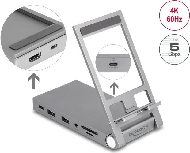Actual product image Delock Tablet and notebook docking station 4K with integrated (USB-C, 1 Ports)