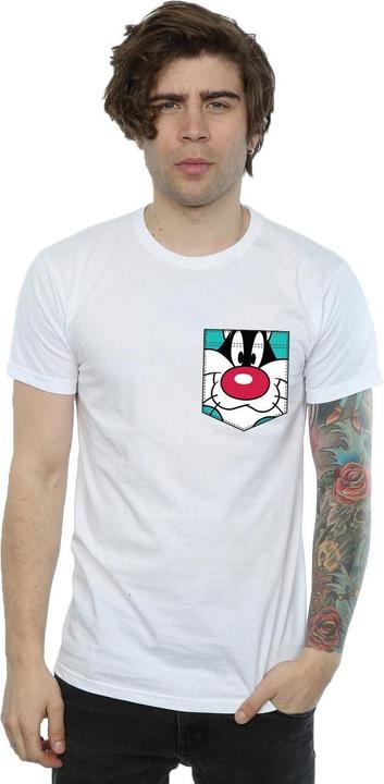 Immagine prodotto Looney Tunes Sylvester Face Faux Pocket Maglietta Uomo (3XL)