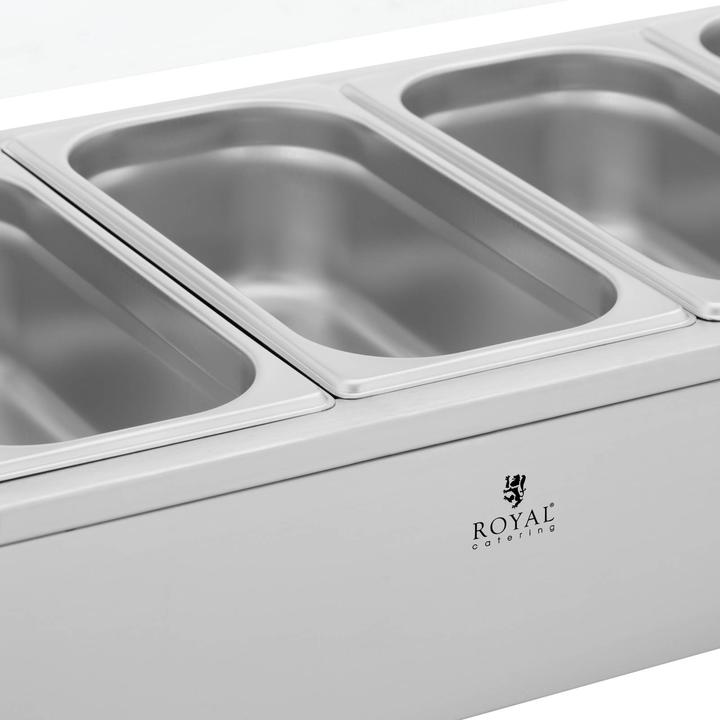 Produktbild Royal Catering Bain Marie Speisenwärmer Edelstahl 6 GN-Behälter 21 L 30 - 110 °C 2100 W