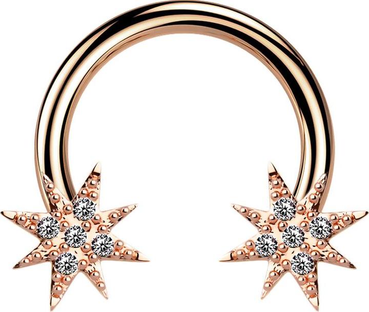Star Piercing Micro Circular Barbell rosegold mit Stern (Chirurgenstahl 316L, Messing)