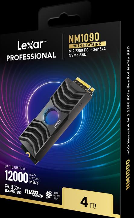 Immagine prodotto Lexar SSD 4TB NM1090 Pro M.2 2280 NVMe PCIe 5.0 intern retail (4000 GB, M.2 2280)
