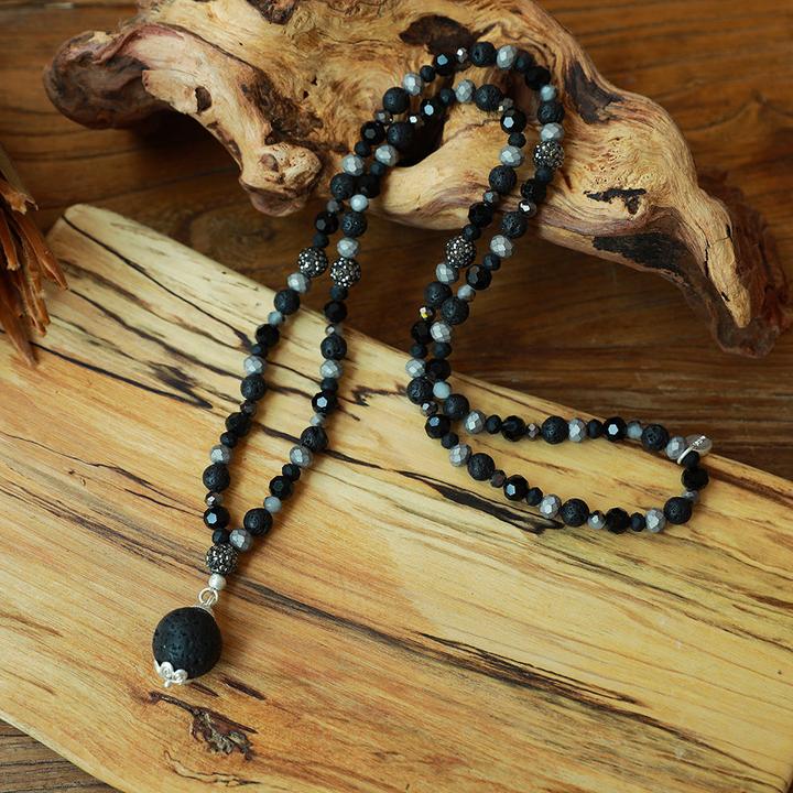 Image du produit Andreani Collier avec pendentif boule en véritables pierres de lave (Pierres)