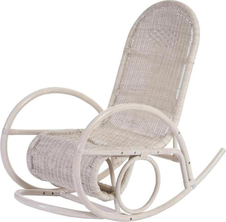 Produktbild Swisshandel24 Schaukelstuhl, Schwingsessel Rattansessel, weiss - Auflage creme