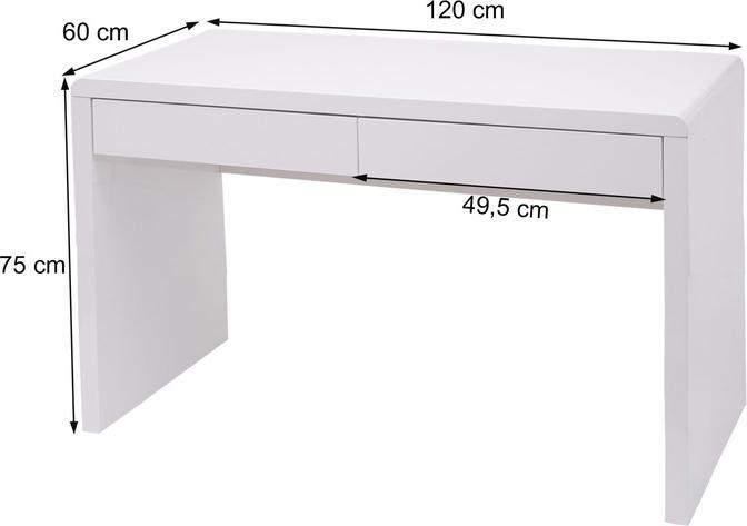 Immagine prodotto Swisshandel24 Tavolino da ufficio, tavolo da computer, tavolo da lavoro, bianco lucido 120x60cm (120 x 60 x 75 cm)