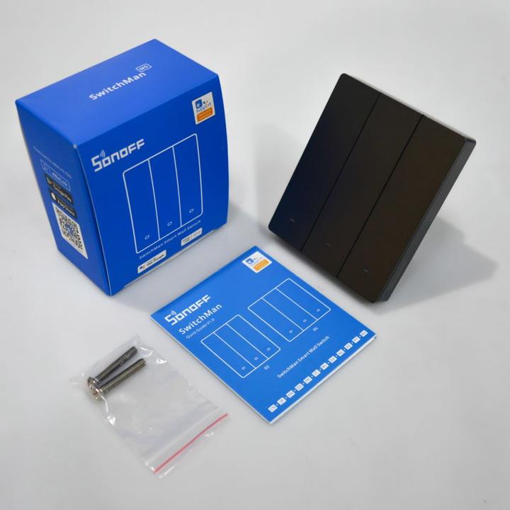 Actual product image Sonoff Smart 3-Channel Wi-Fi Wall Switch Black (M5-3C-80)