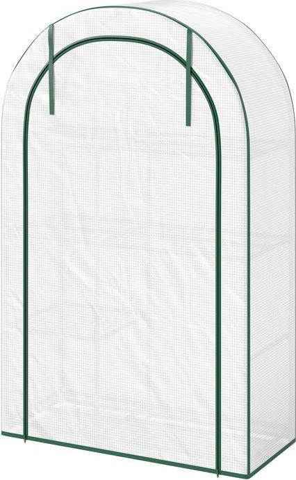 Immagine prodotto Swisshandel24 Foliengewächshaus mit Runddach Tür, Regale, winterfest, Stahl, 100x45x160 cm, Weiss