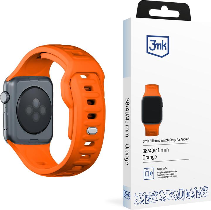 Produktbild 3MK Silicone Watch Strap pomarańczowy/ orange dla Apple Watch 38/40/41mm (Silikon, Edelstahl, 3, 4, 9, Ultra)