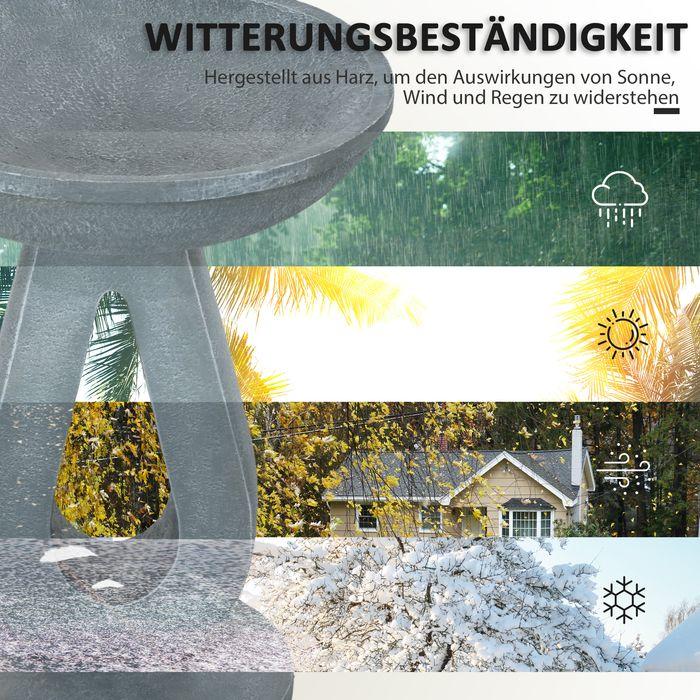 Image du produit Swisshandel24 Vogeltränke, Vogelbad mit Ständer, Stein-Look, Grau