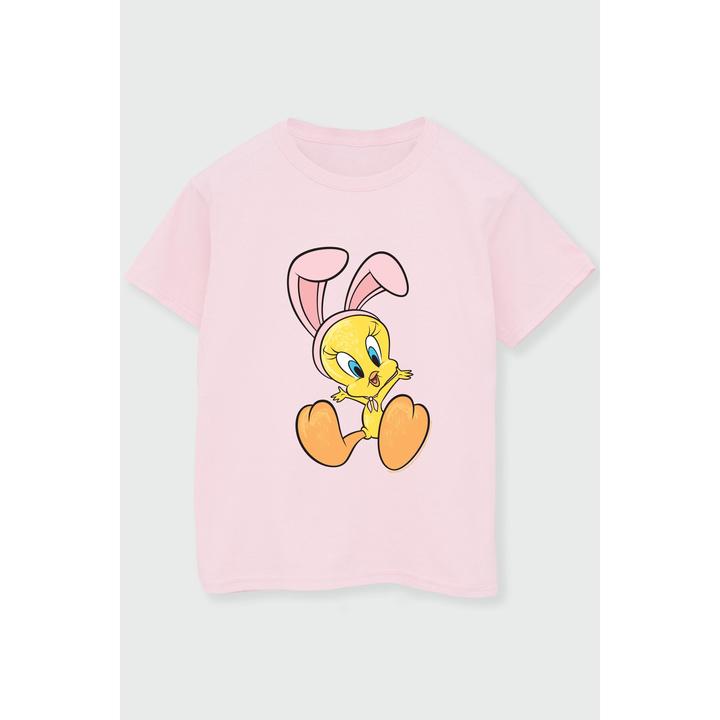 Actual product image Looney Tunes Girls Tweety Pie Bunny Ears Cotton T-Shirt (140, 146)